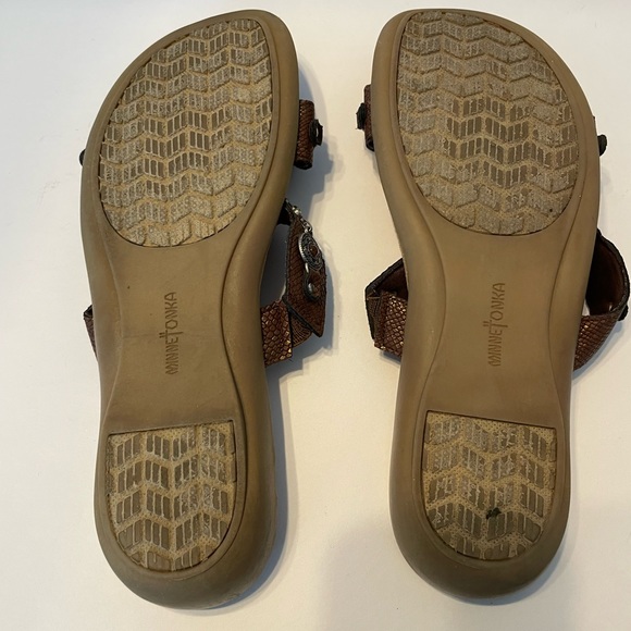 Minnie Tonka Women’s Boca Slide Sandals | Bronze Python Print Sz 10 - Picture 6 of 6